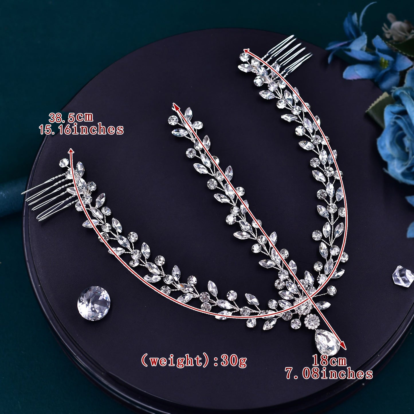 BRIDELLA BHP541 Bridal Headband Forehead Headdress for Woman Bohemian Bride Headpiece with Combs Woman Wedding Hair Accesories