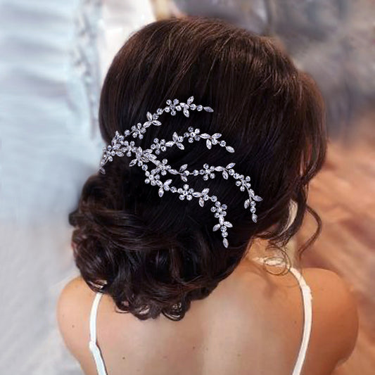 BHP568-S silver rhinestone hair comb