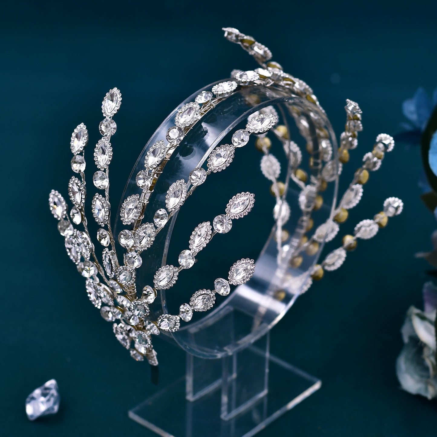 BRIDELLA BHP533 Wedding Headband Handmade Rhinestone Bridal Tiara Woman Hair Accessories for Party Bridesmaid Bride Headdress