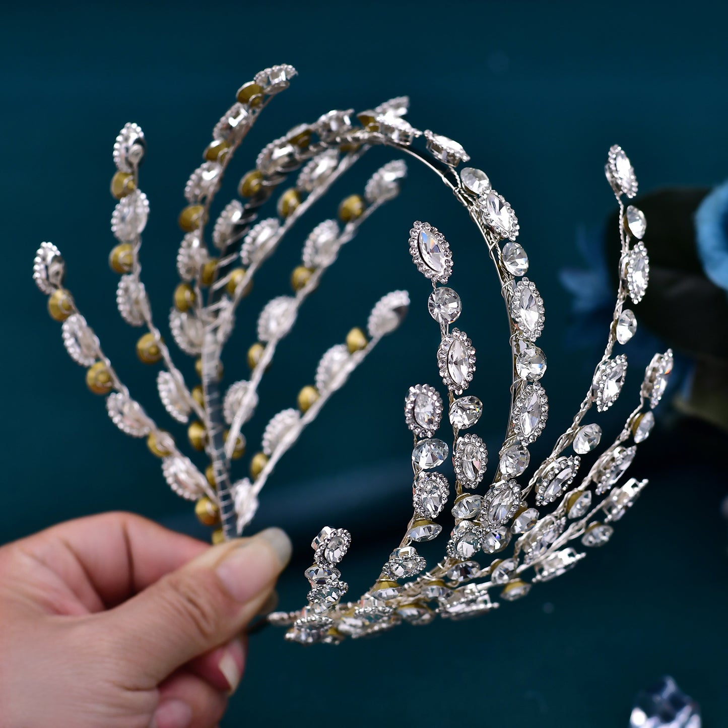 BRIDELLA BHP533 Wedding Headband Handmade Rhinestone Bridal Tiara Woman Hair Accessories for Party Bridesmaid Bride Headdress