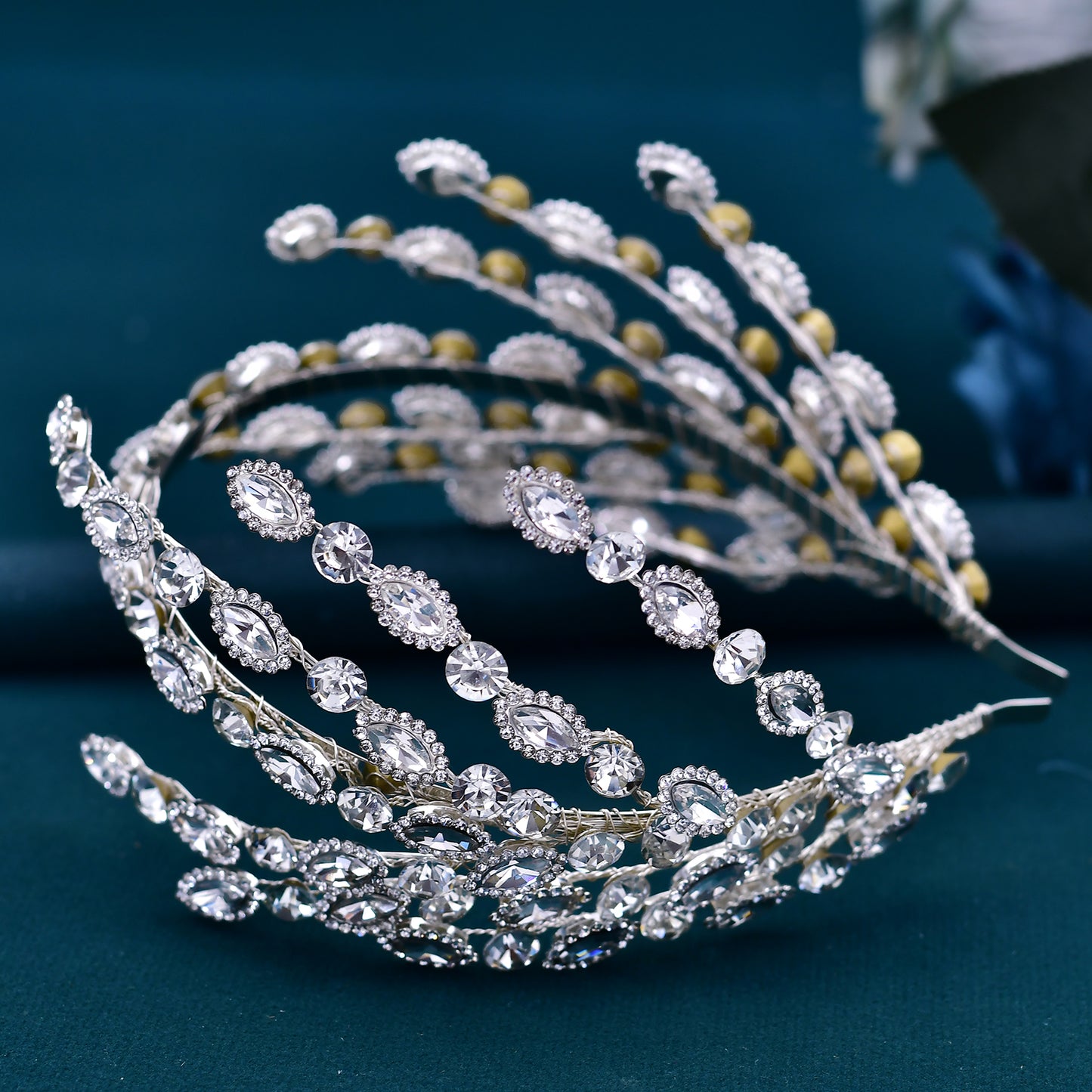 BRIDELLA BHP533 Wedding Headband Handmade Rhinestone Bridal Tiara Woman Hair Accessories for Party Bridesmaid Bride Headdress