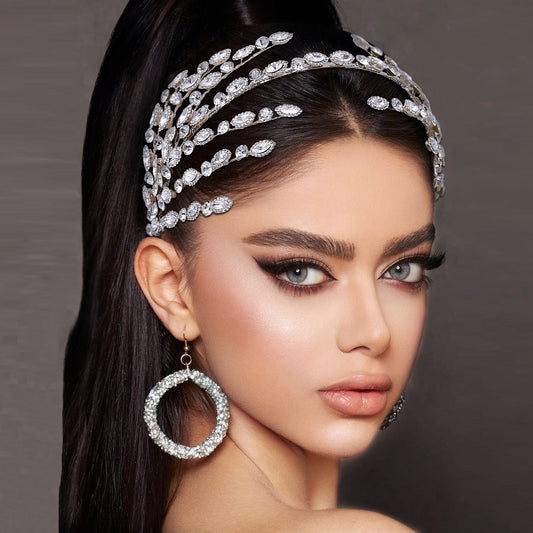 BRIDELLA BHP533 Wedding Headband Handmade Rhinestone Bridal Tiara Woman Hair Accessories for Party Bridesmaid Bride Headdress