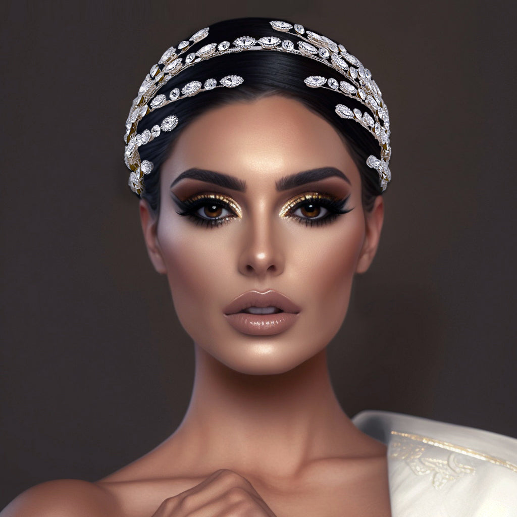 BRIDELLA BHP533 Wedding Headband Handmade Rhinestone Bridal Tiara Woman Hair Accessories for Party Bridesmaid Bride Headdress