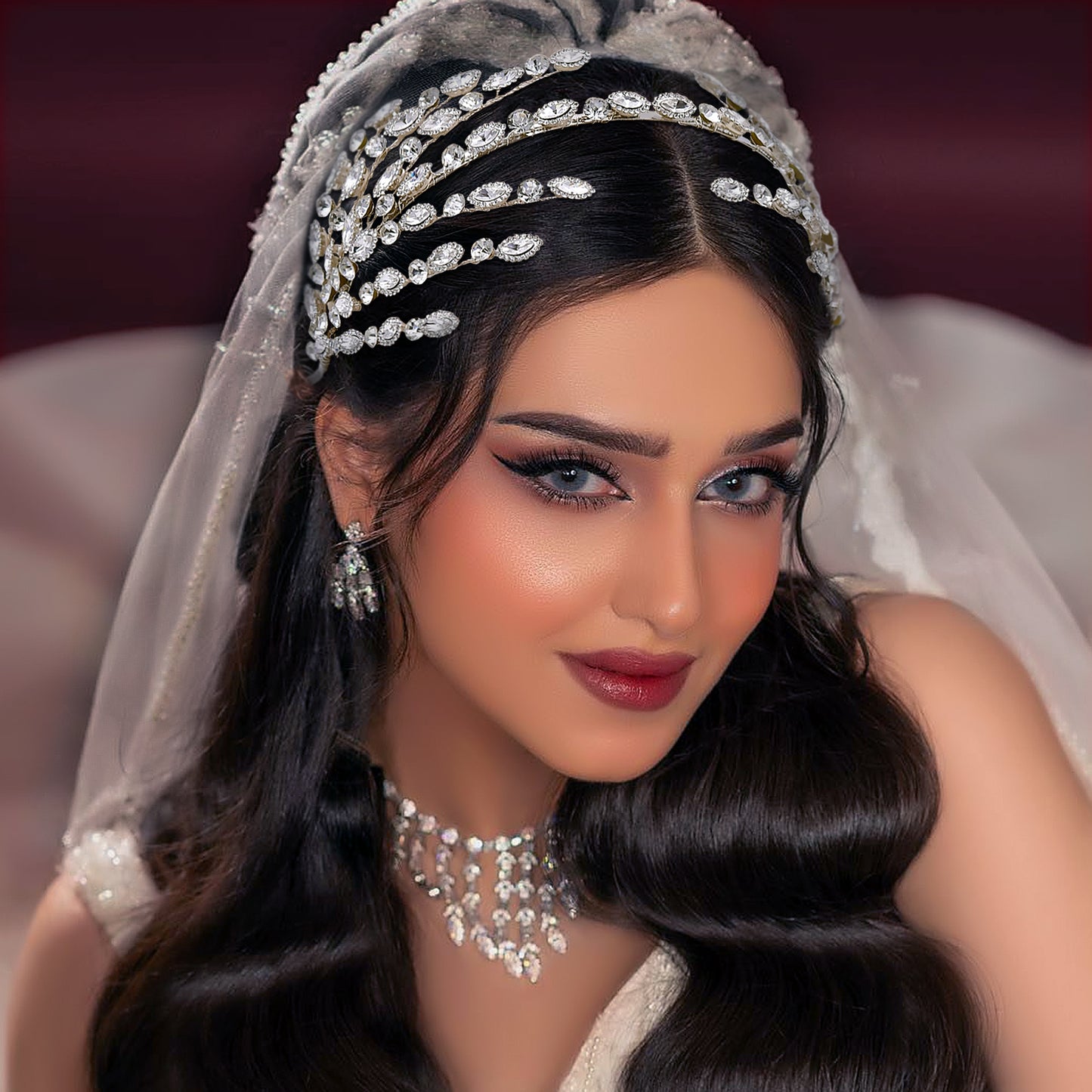 BRIDELLA BHP533 Wedding Headband Handmade Rhinestone Bridal Tiara Woman Hair Accessories for Party Bridesmaid Bride Headdress