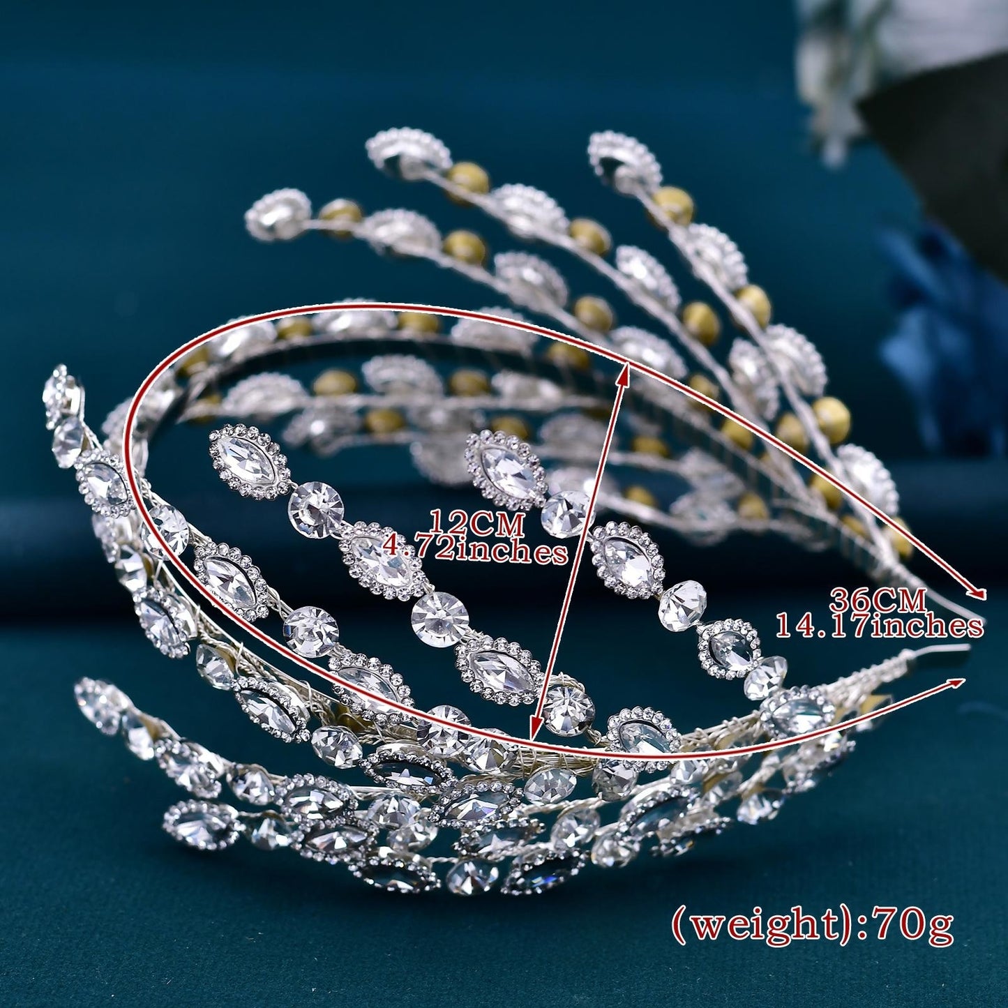BRIDELLA BHP533 Wedding Headband Handmade Rhinestone Bridal Tiara Woman Hair Accessories for Party Bridesmaid Bride Headdress