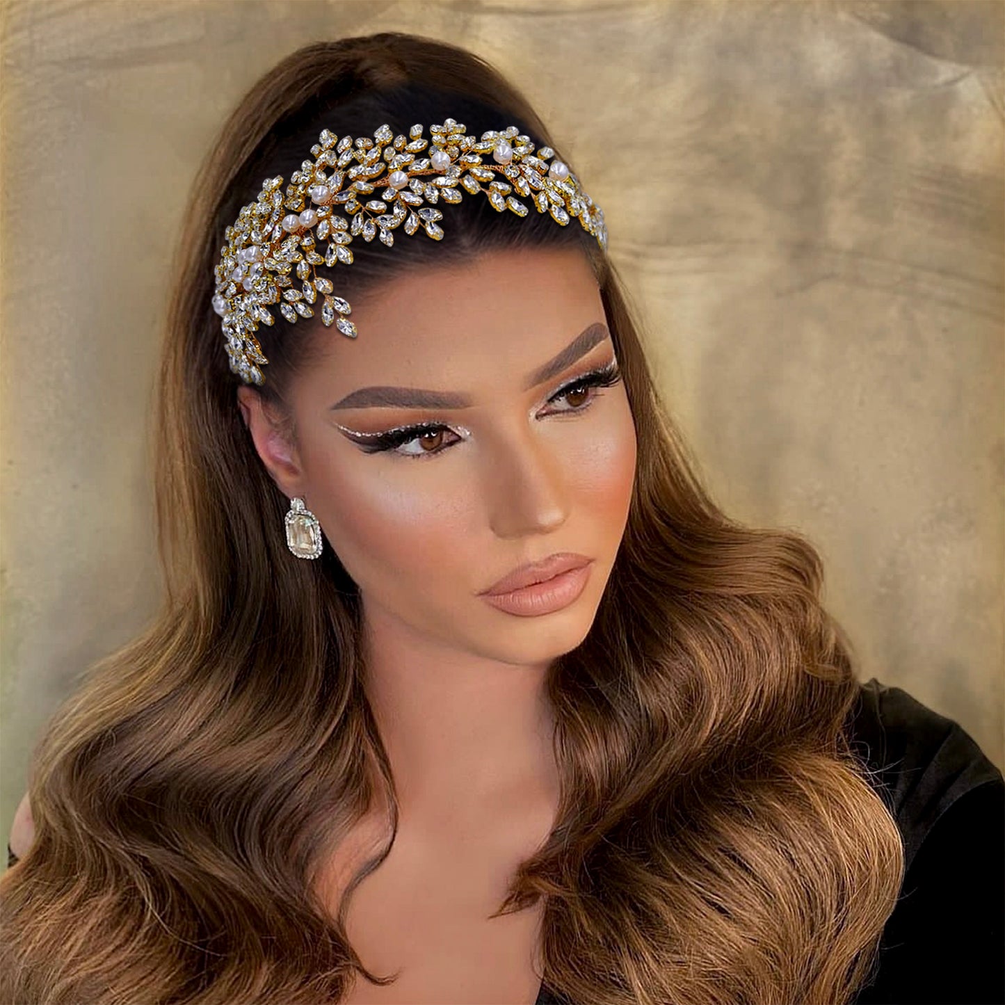 BRIDELLA BHP434 Gorgeous Bridal Taira Wedding Hair Comb Woman Hair Accessories Handmade Rhinestone Headband Bride Headdress Gift