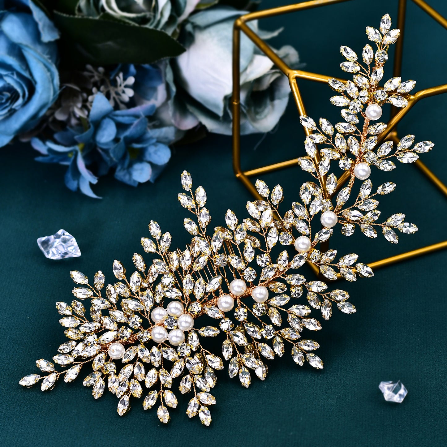 BRIDELLA BHP434 Gorgeous Bridal Taira Wedding Hair Comb Woman Hair Accessories Handmade Rhinestone Headband Bride Headdress Gift