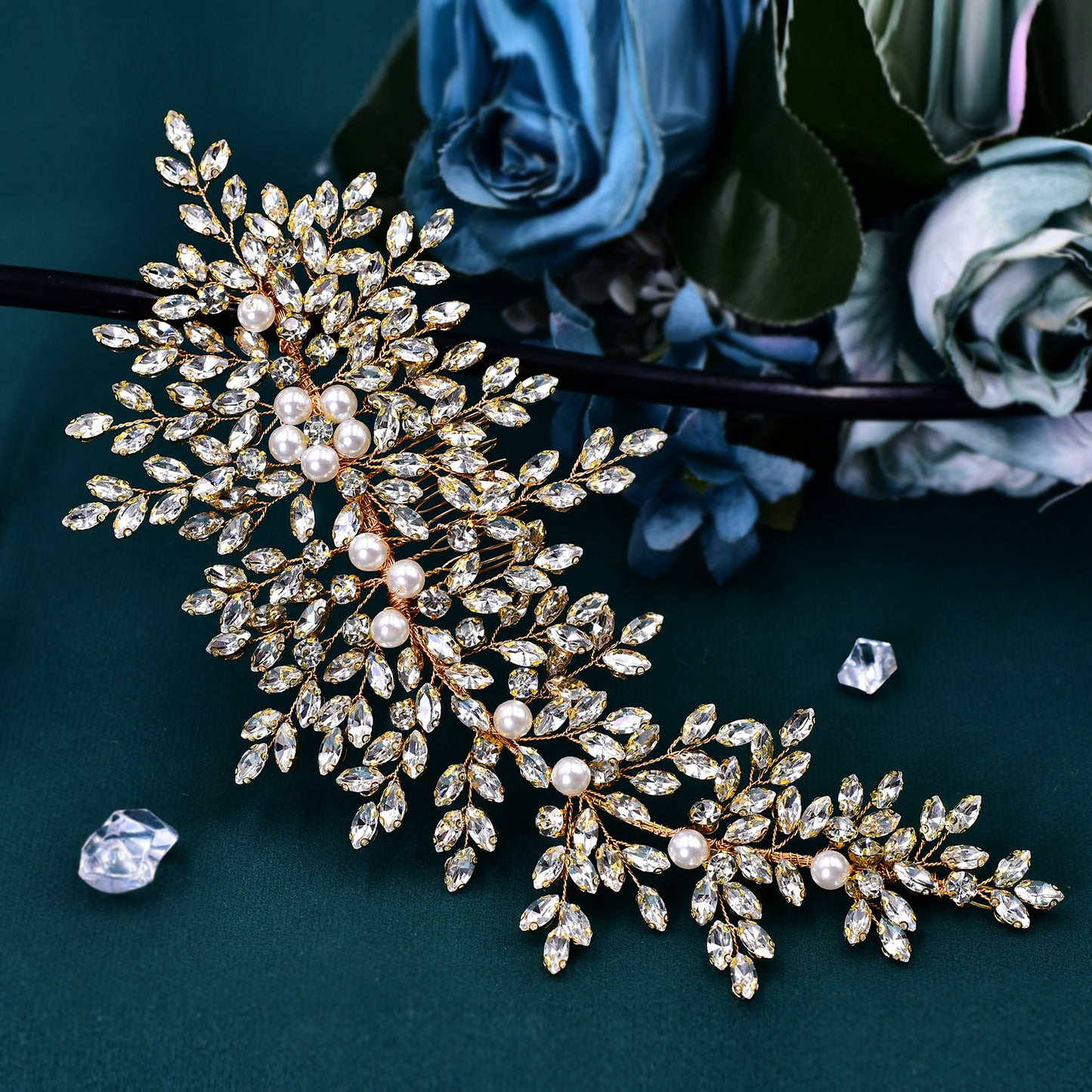 BRIDELLA BHP434 Gorgeous Bridal Taira Wedding Hair Comb Woman Hair Accessories Handmade Rhinestone Headband Bride Headdress Gift