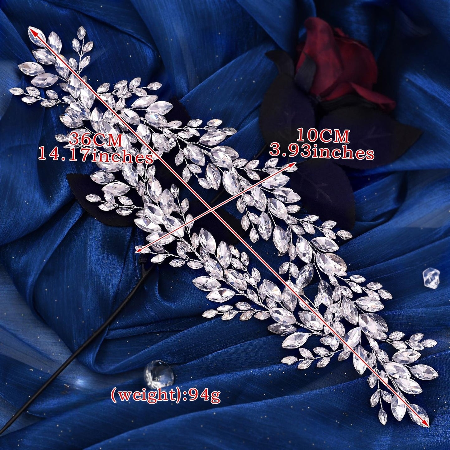 BRIDELLA BHP304 Bridal Tiaras for Wedding Rhinestone Hair Piece Crystal Headpiece Wedding Headpieces for Bride Hair Jewelry HP304