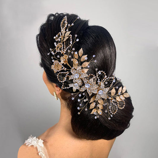 BRIDELLA BHP282 Alloy Flower Headband Wedding Hair Accessories Rhinestone Crystal Women Headdress Banquet Party Headpiece