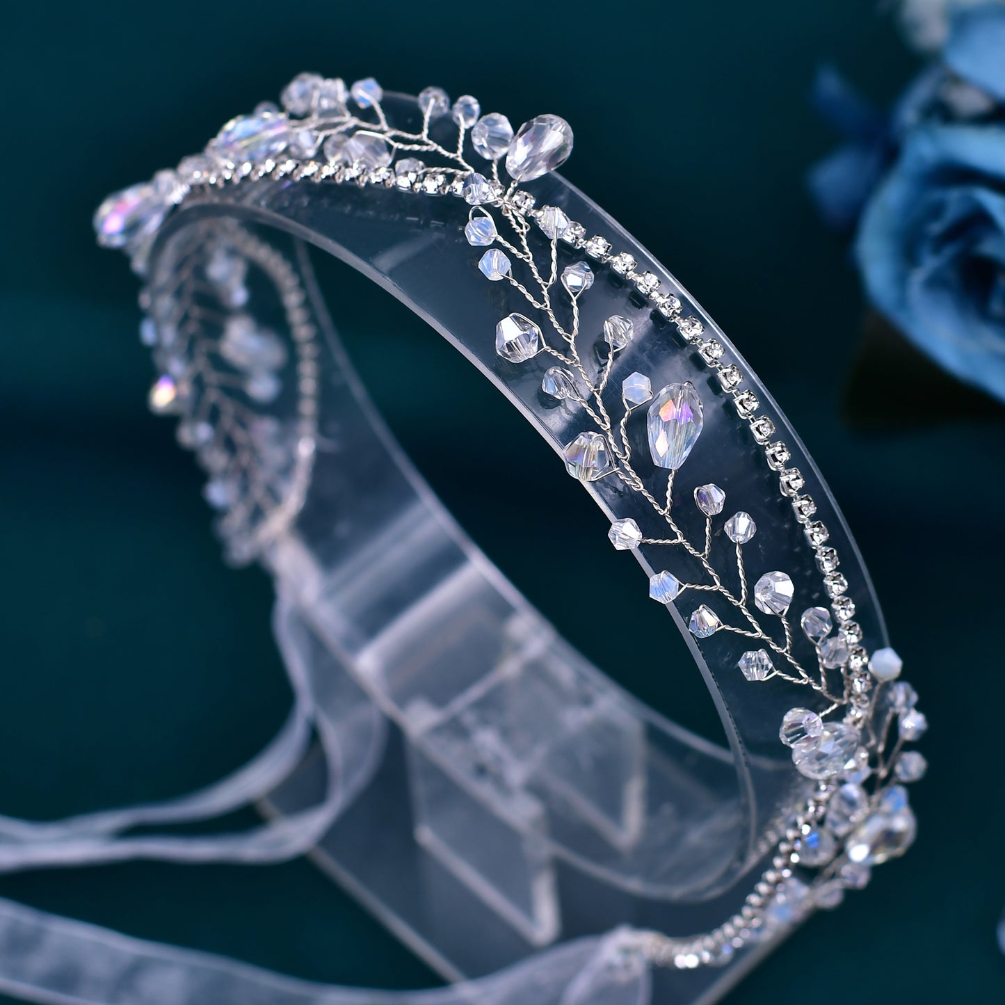 BRIDELLA BHP93 Bridal Tiara Crystal Woman Headpiece Wedding Headwear Hair Accessories Jewelry Handmade Bride Headband for Party