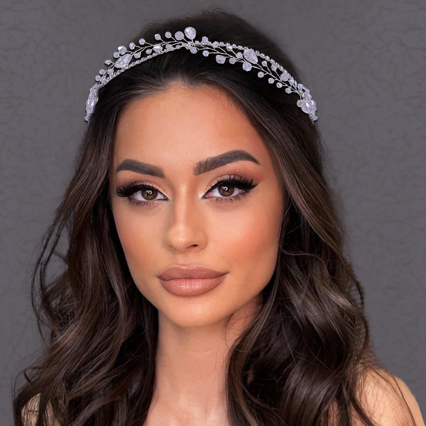 BRIDELLA BHP93 Bridal Tiara Crystal Woman Headpiece Wedding Headwear Hair Accessories Jewelry Handmade Bride Headband for Party