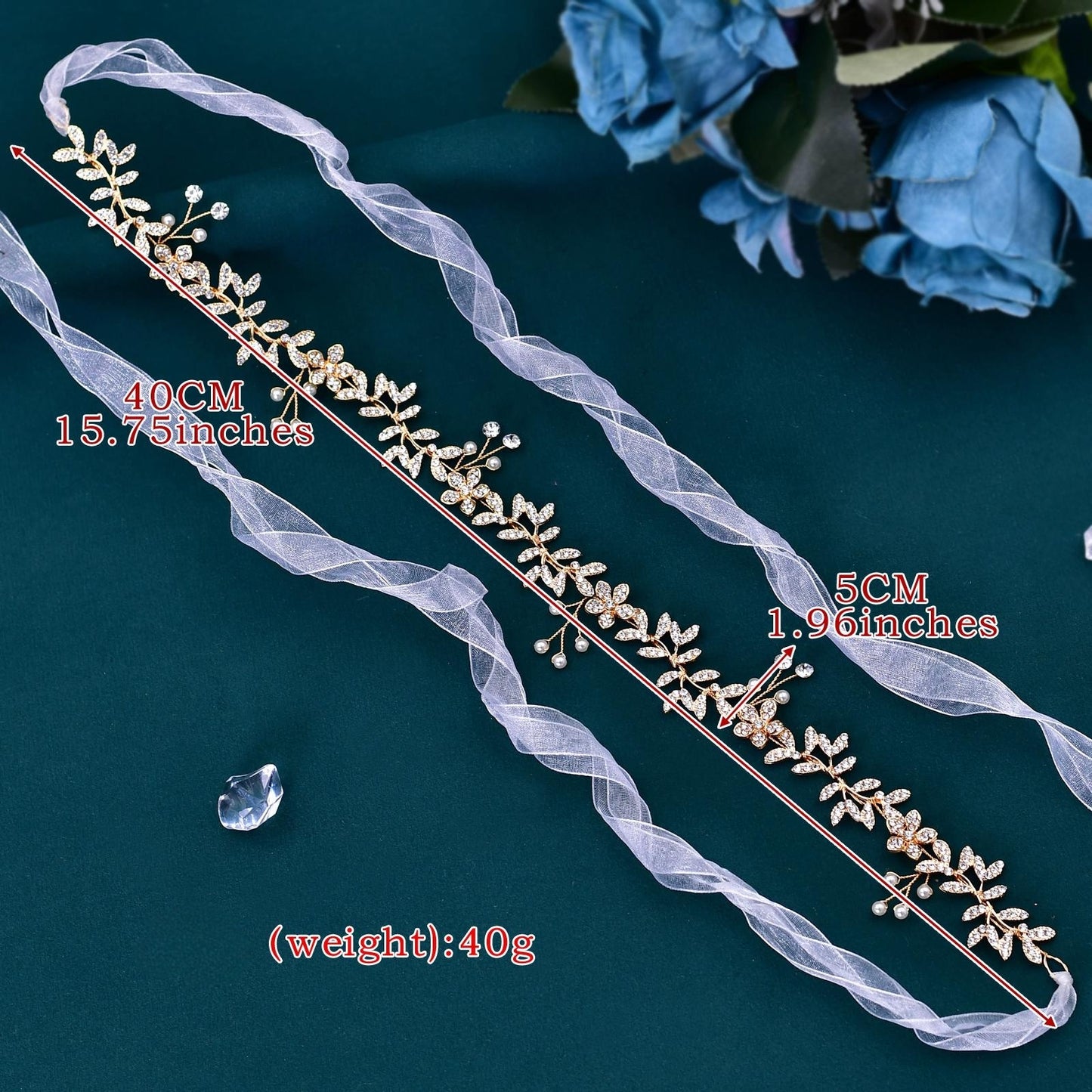 BRIDELLA BHP89 Golden Color Wedding Headband Alloy Leaf Pearl Bridal Headpiece Woman Hair Accessories Bridesmaid Headdress