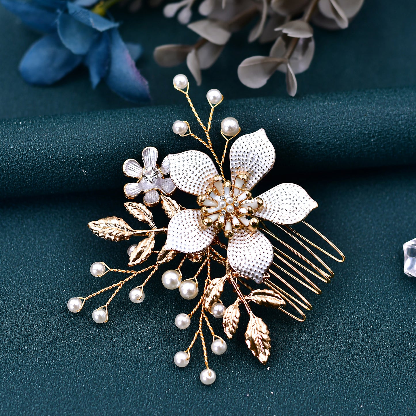 BRIDELLA BHP359  Alloy Flower Wedding Hair Comb for Bride Bridesmaid Headwear Handmade Pearl Woman Hair Clip Accessories Headdress