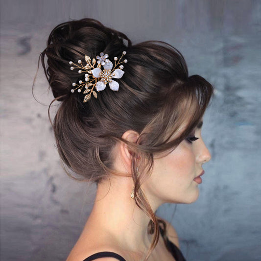 BRIDELLA BHP359  Alloy Flower Wedding Hair Comb for Bride Bridesmaid Headwear Handmade Pearl Woman Hair Clip Accessories Headdress