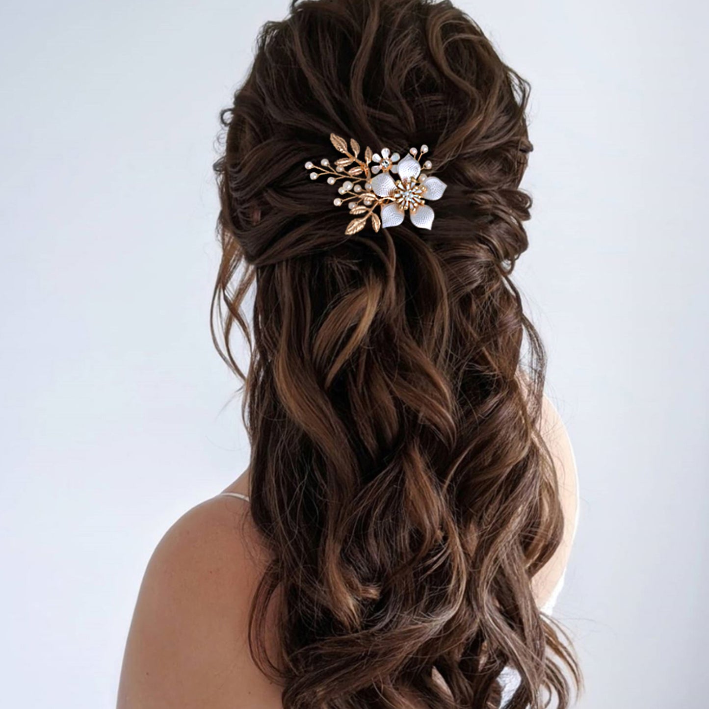 BRIDELLA BHP359  Alloy Flower Wedding Hair Comb for Bride Bridesmaid Headwear Handmade Pearl Woman Hair Clip Accessories Headdress