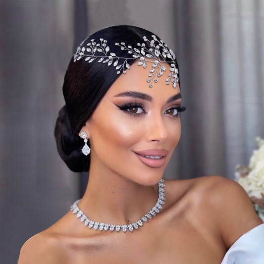 BHP21-S silver rhinestone pearl headwear