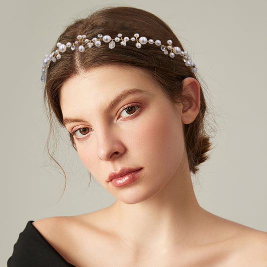 BRIDELLA BHP03 Bridal Tiara Bridal Headband Pearl Bridal Wedding Hair Accessories Crystal Wedding Hair Jewelry Wedding Hairband