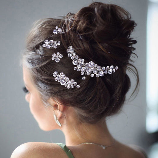 BHP387-5 pcs set silver rhinestone hair comb