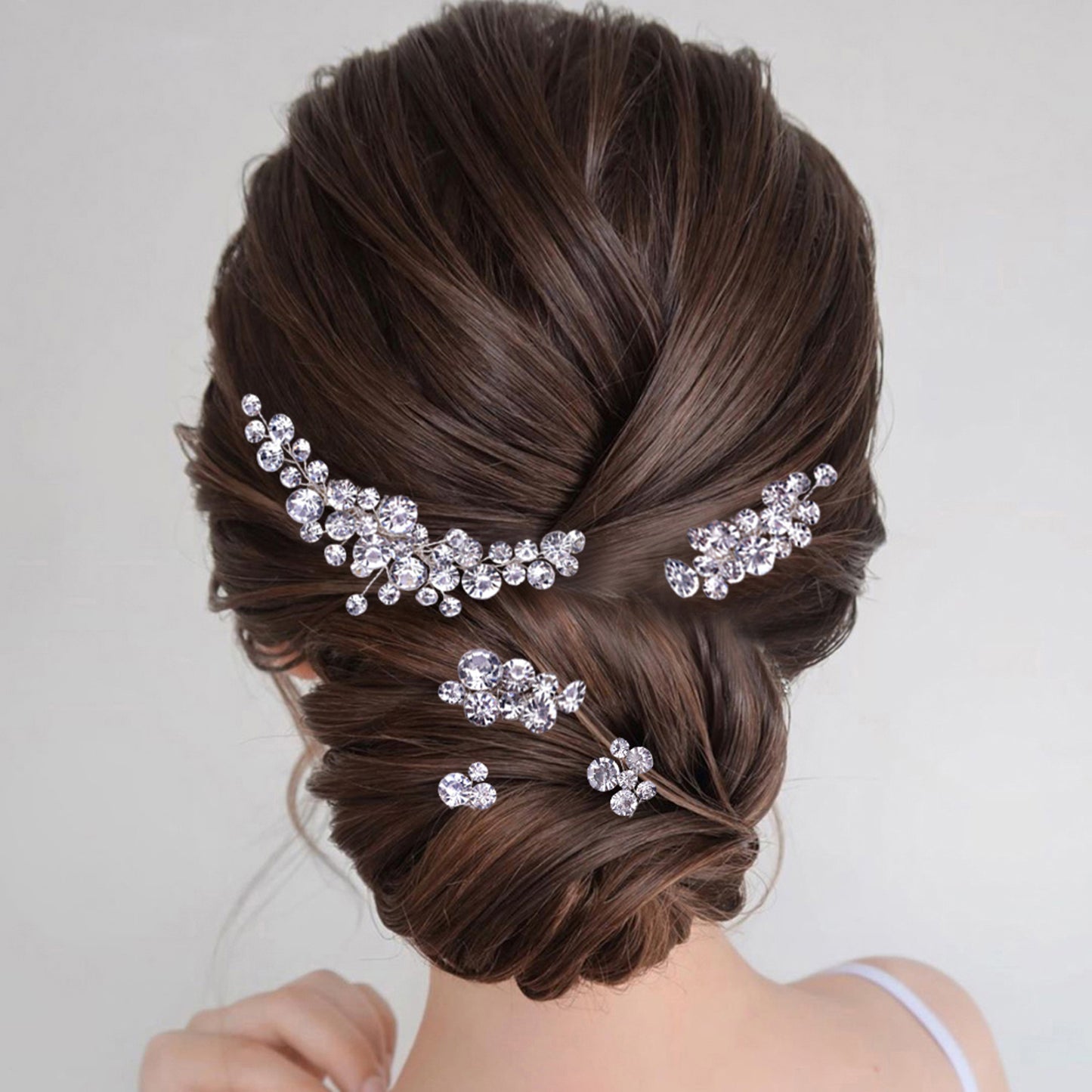 BRIDELLA BHP387  5 Pcs Set Rhinestone Hair Comb Set Bridal Wedding Crystal Hairpiece Handmade Hair Jewelry Accessories Rhinestones Hair Clip