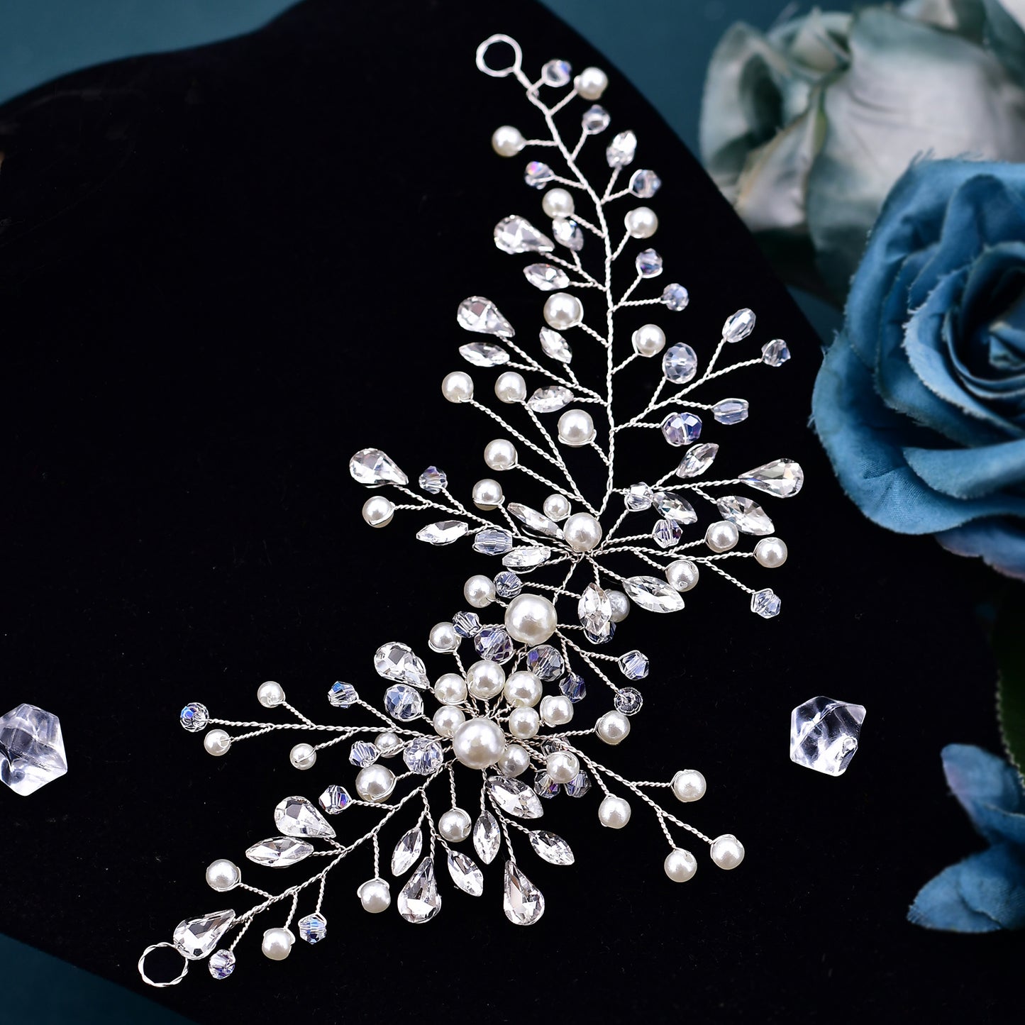 BRIDELLA BHP84 Wedding Pearls Hairpiece Bridal Rhinestone Crystal Hair Accessories Woman Party Headband Bride Fashion Headwear