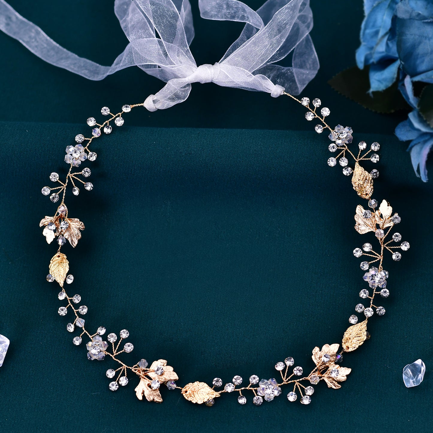 BRIDELLA BHP122 Trendy Bried Hair Band Wedding Hair Accessories Alloy Leaf Bridal Headpiece Golden Color Woman Hair Vine Headband