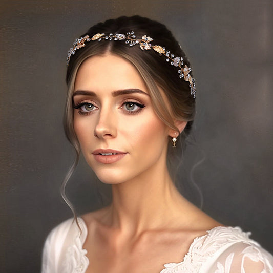 BRIDELLA BHP122 Trendy Bried Hair Band Wedding Hair Accessories Alloy Leaf Bridal Headpiece Golden Color Woman Hair Vine Headband
