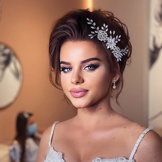 BHP77-S silver rhinestone hair comb