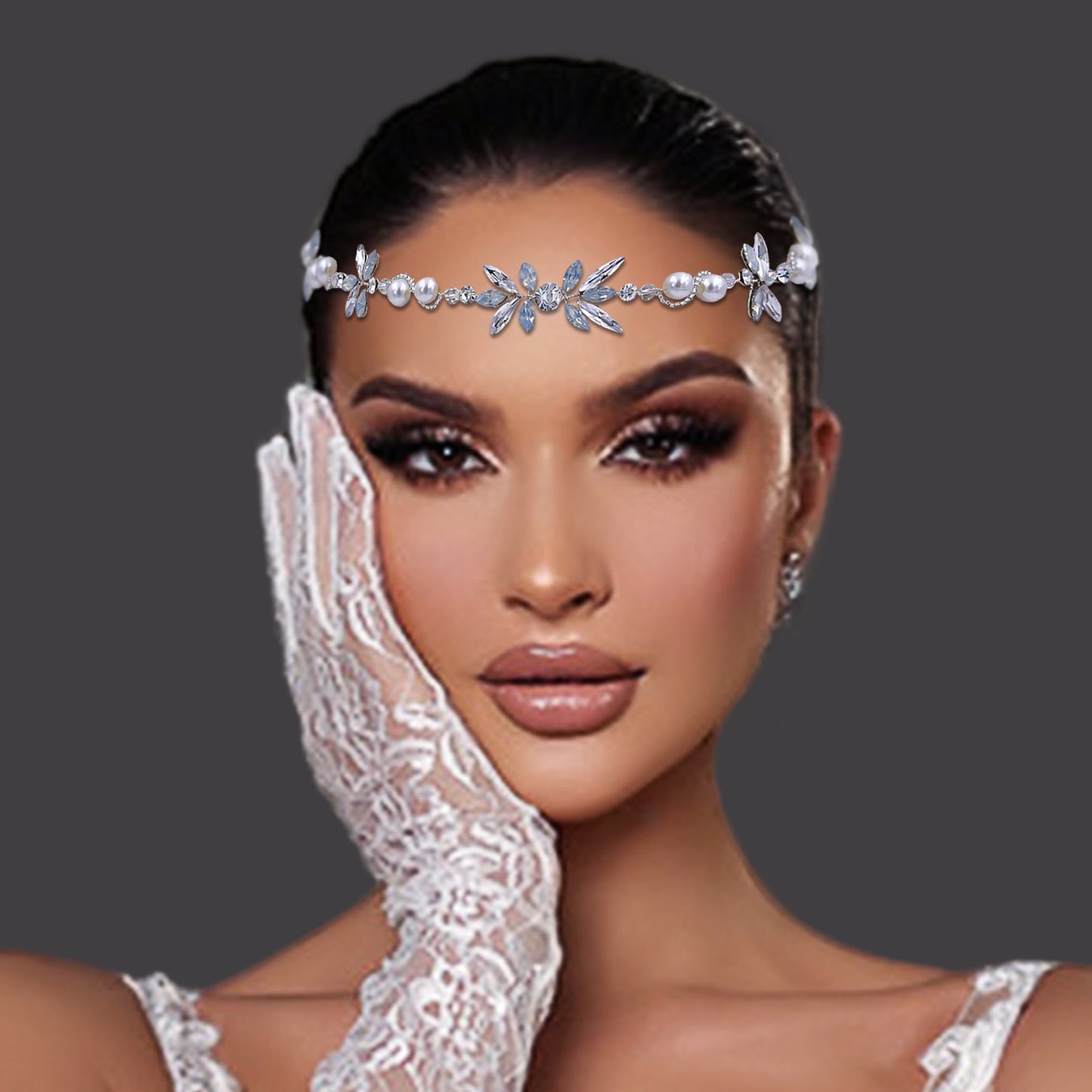 BRIDELLA BHP132 Bridal Hair Accessories Pearl Crystal Headbands for Woman Wedding Headpieces Bride Girls Headwear Beaded Tiara with Ribbon