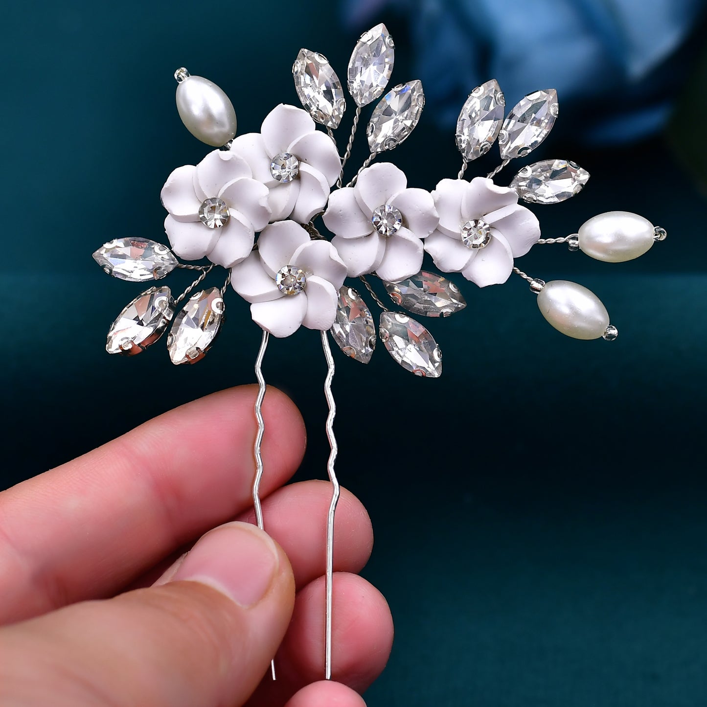 BRIDELLA BHP345 Handmade Bridal Hair Clip Pearls Flower Hair Pin Wedding Headwear for Woman Accessories Pearl Girls Hair Pins