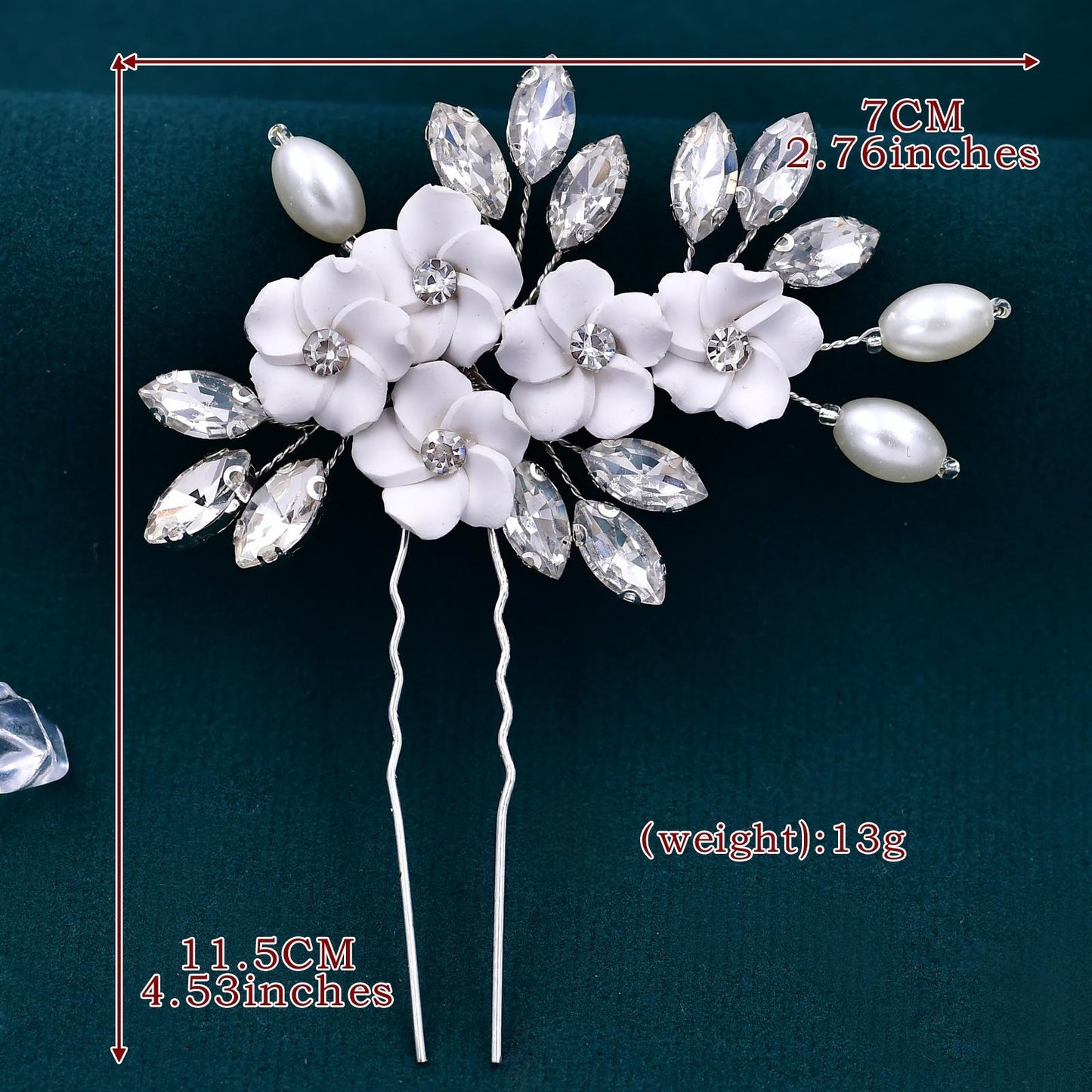 BRIDELLA BHP345 Handmade Bridal Hair Clip Pearls Flower Hair Pin Wedding Headwear for Woman Accessories Pearl Girls Hair Pins
