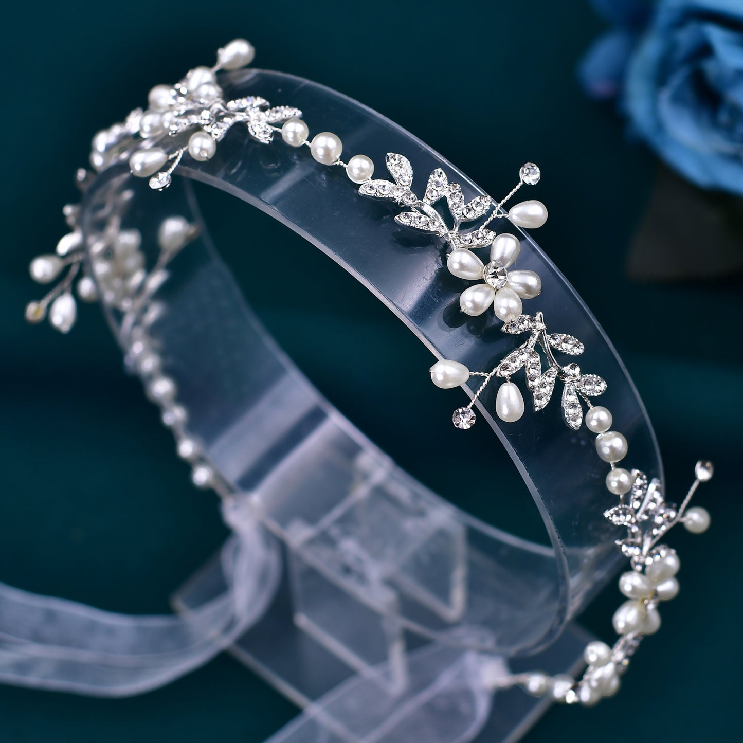 BRIDELLA BHP152  Wedding Headband Hair Accessories Pearl Alloy Leaf Headpiece for Bride Woman Headwear Girls Hairband for Party