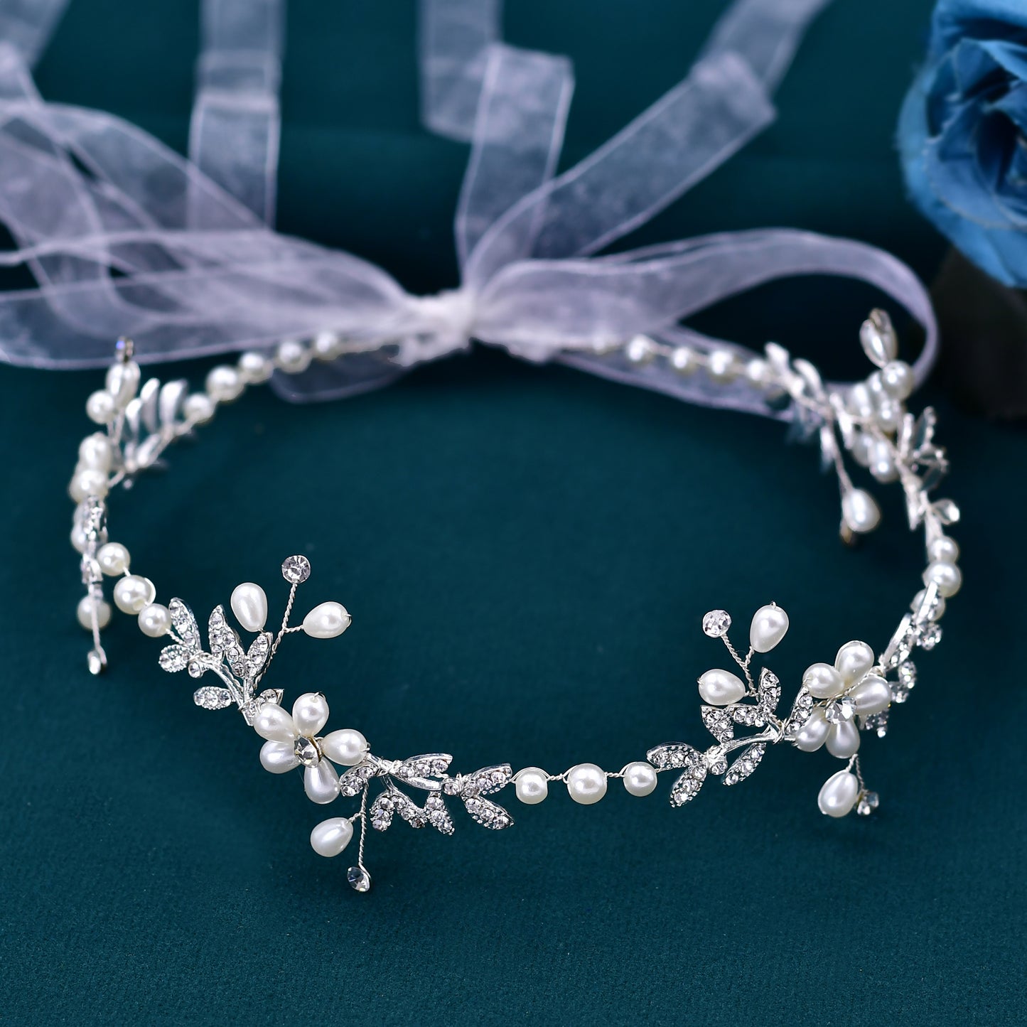 BRIDELLA BHP152  Wedding Headband Hair Accessories Pearl Alloy Leaf Headpiece for Bride Woman Headwear Girls Hairband for Party