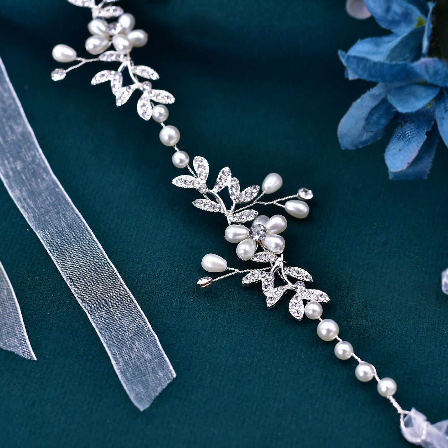 BRIDELLA BHP152  Wedding Headband Hair Accessories Pearl Alloy Leaf Headpiece for Bride Woman Headwear Girls Hairband for Party