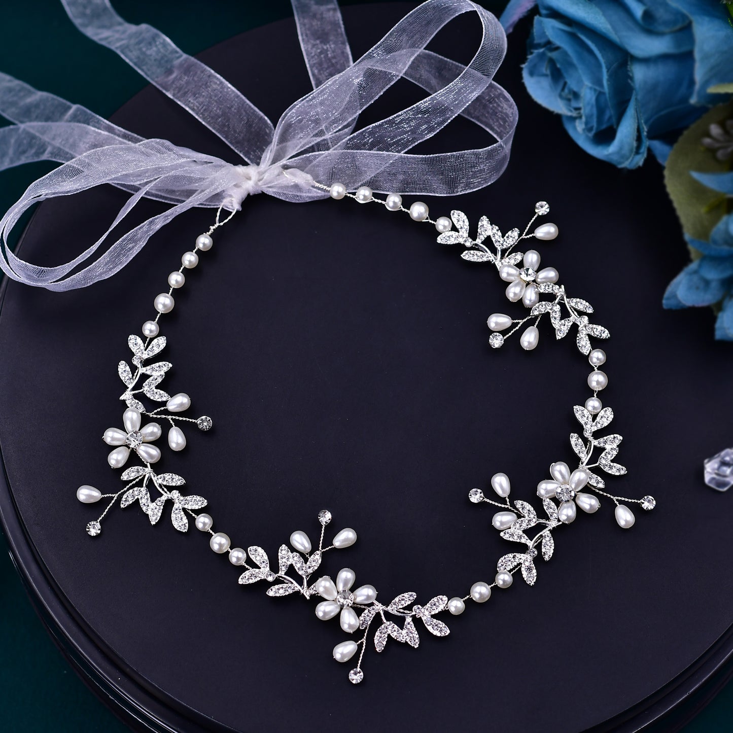 BRIDELLA BHP152  Wedding Headband Hair Accessories Pearl Alloy Leaf Headpiece for Bride Woman Headwear Girls Hairband for Party