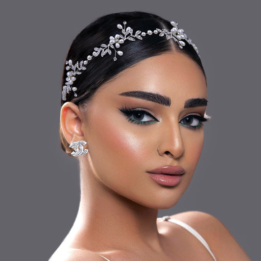 BRIDELLA BHP152  Wedding Headband Hair Accessories Pearl Alloy Leaf Headpiece for Bride Woman Headwear Girls Hairband for Party