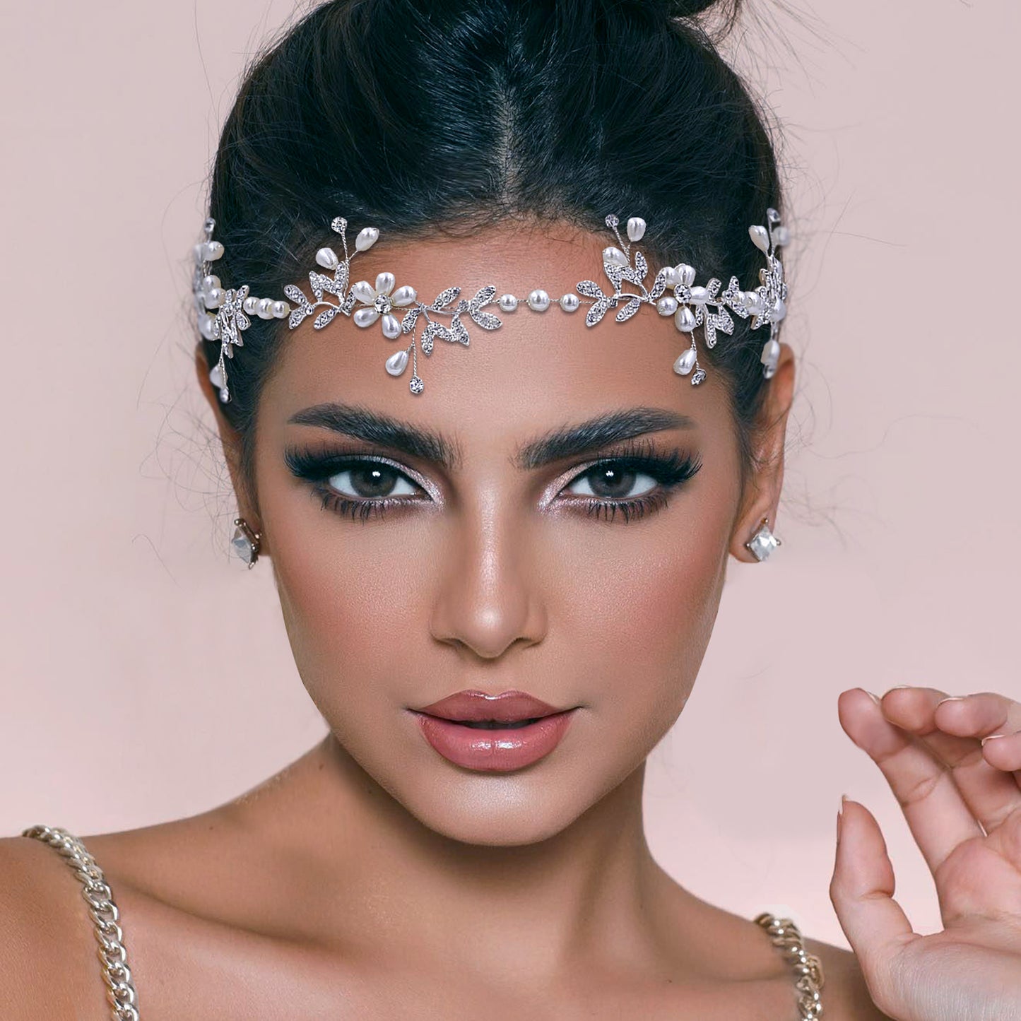 BRIDELLA BHP152  Wedding Headband Hair Accessories Pearl Alloy Leaf Headpiece for Bride Woman Headwear Girls Hairband for Party