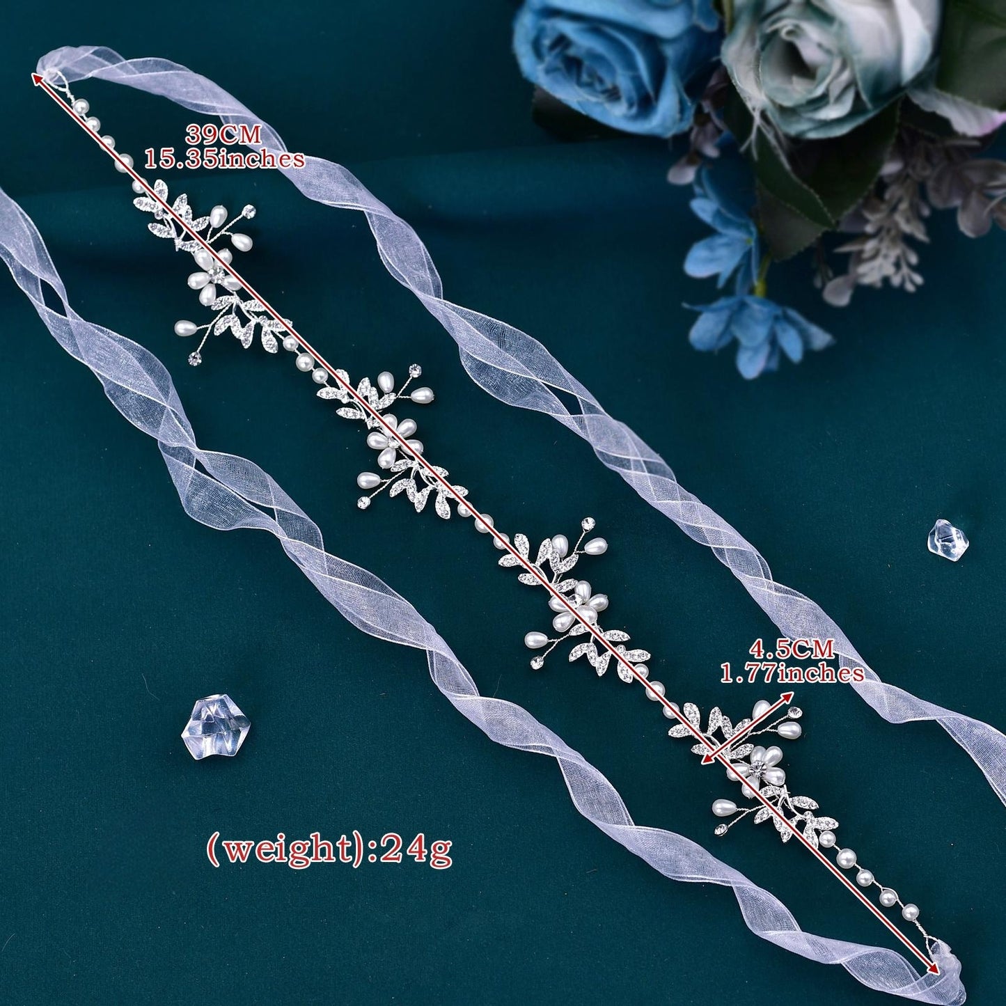 BRIDELLA BHP152  Wedding Headband Hair Accessories Pearl Alloy Leaf Headpiece for Bride Woman Headwear Girls Hairband for Party