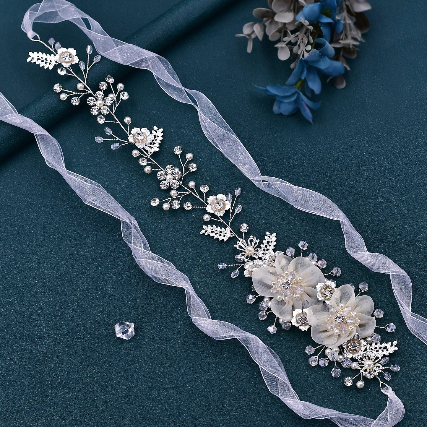 BRIDELLA BHP275 Bride Headdress Organza Flower Headpiece Hair Accessories for Wedding Woman Head Jewelry Bridal Hair Band