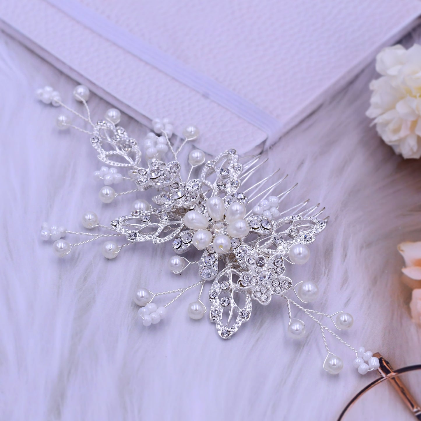 BRIDELLA BHP342  Alloy Inlaid with Diamonds Comb Crystal Bridal Wedding Combs Woman Hair Accessories Girls Bridesmaid Headwear Hair Jewelry Headdress