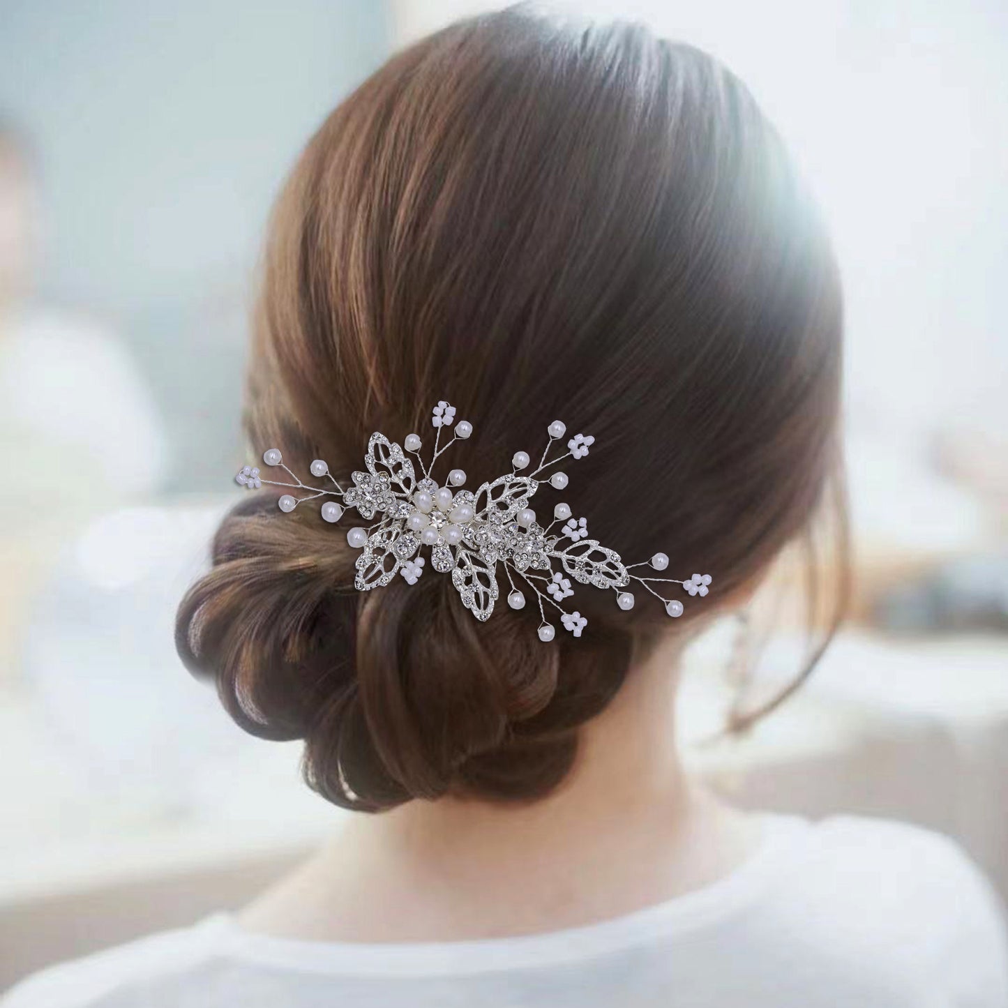 BRIDELLA BHP342  Alloy Inlaid with Diamonds Comb Crystal Bridal Wedding Combs Woman Hair Accessories Girls Bridesmaid Headwear Hair Jewelry Headdress