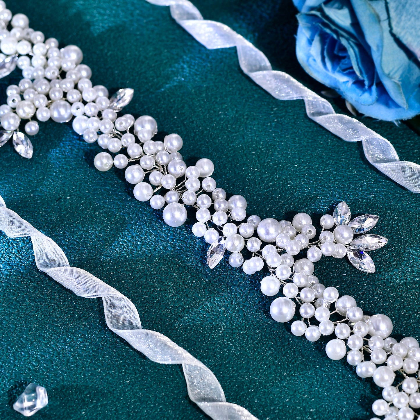 BRIDELLA BHP186 White Pearl Headband for Bride Woman Headdress Wedding Hair Accessories Rhinestone Headpieces Bridal Headwear
