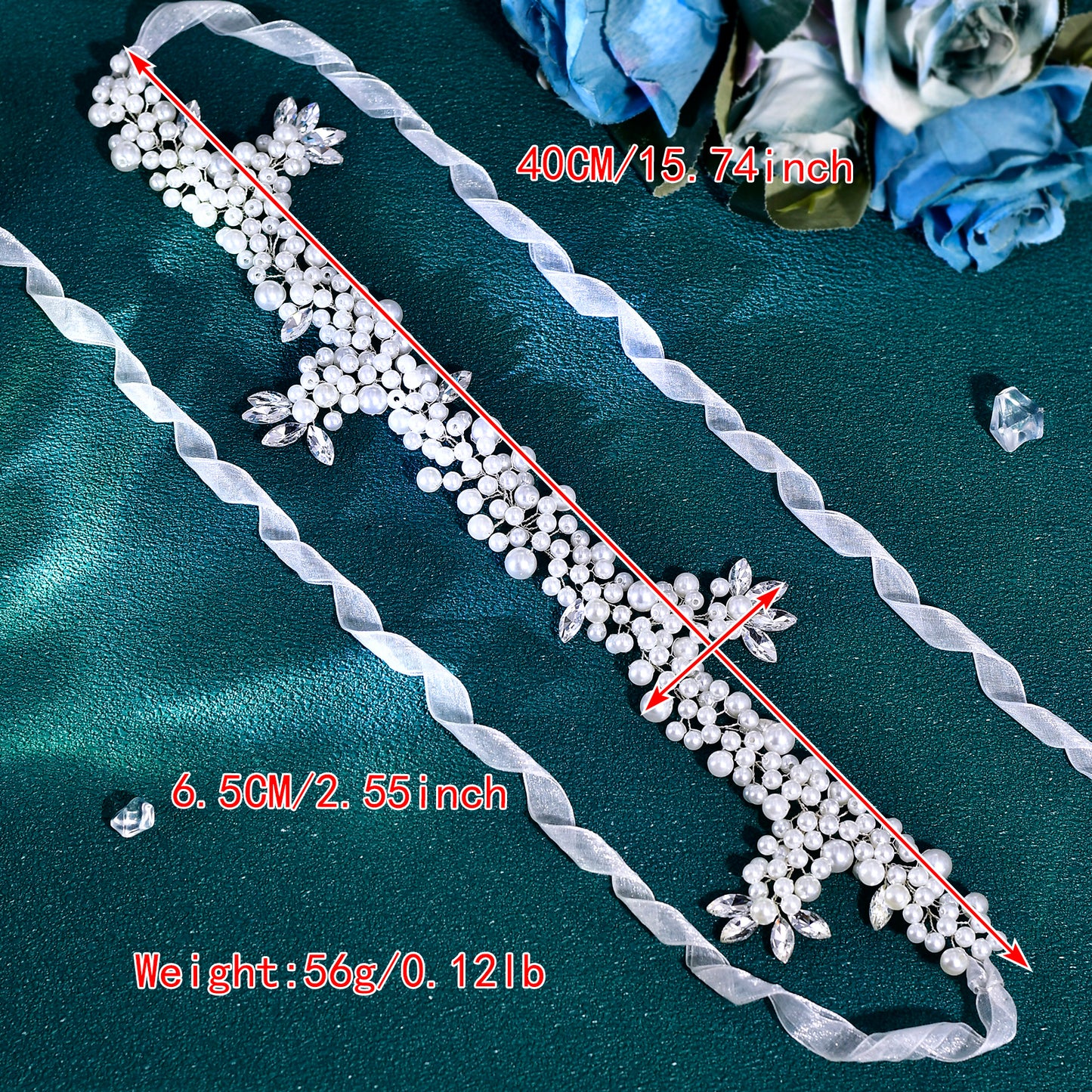 BRIDELLA BHP186 White Pearl Headband for Bride Woman Headdress Wedding Hair Accessories Rhinestone Headpieces Bridal Headwear