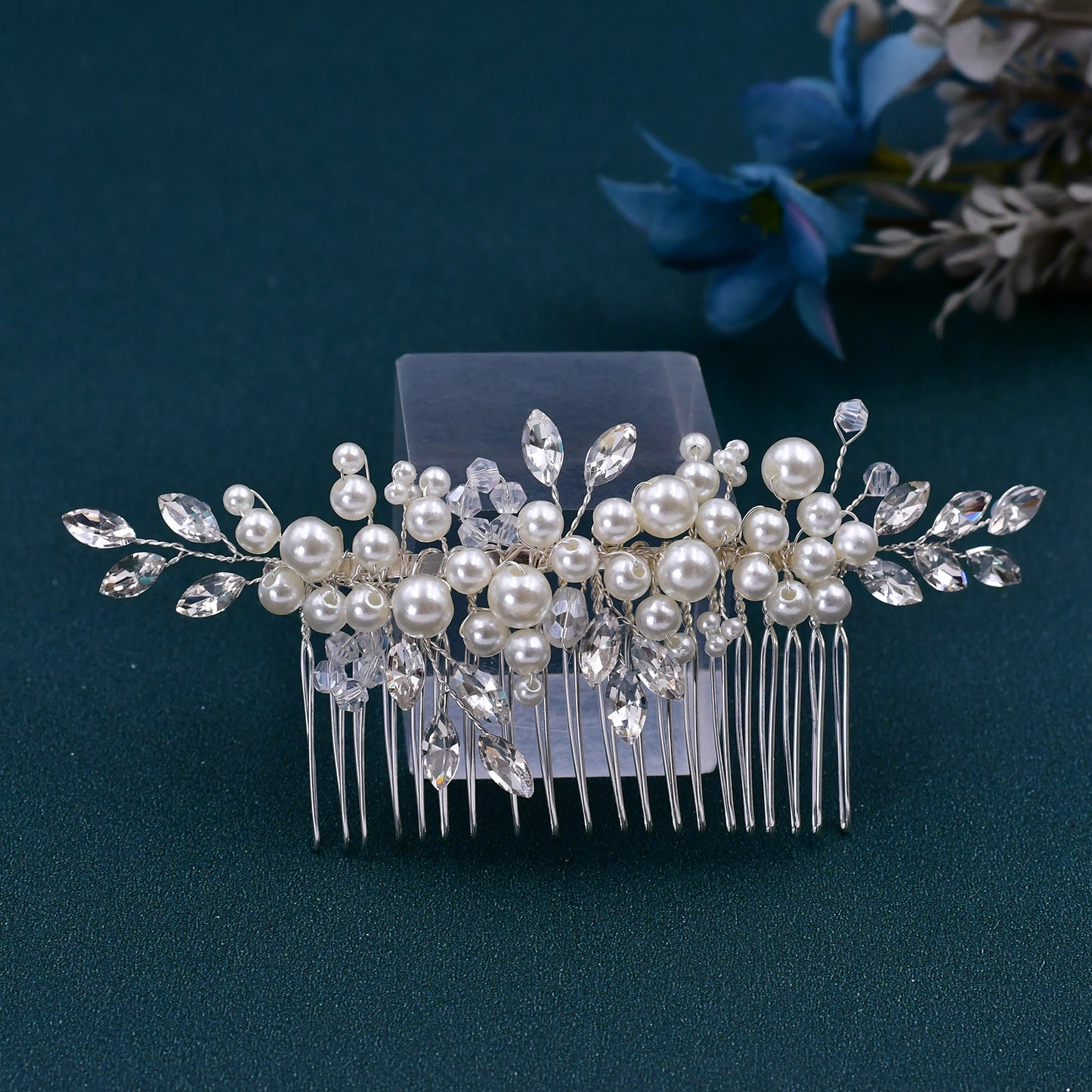 BRIDELLA BHP13 Pearl Women Hair Comb Bridal Headpiece Rhinestone Bride Headdress Wedding Hair Accessories Bridesmaid Headwear