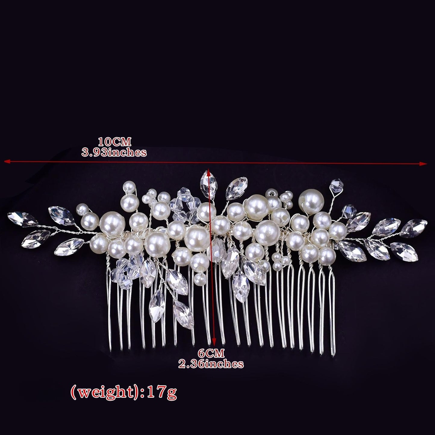 BRIDELLA BHP13 Pearl Women Hair Comb Bridal Headpiece Rhinestone Bride Headdress Wedding Hair Accessories Bridesmaid Headwear