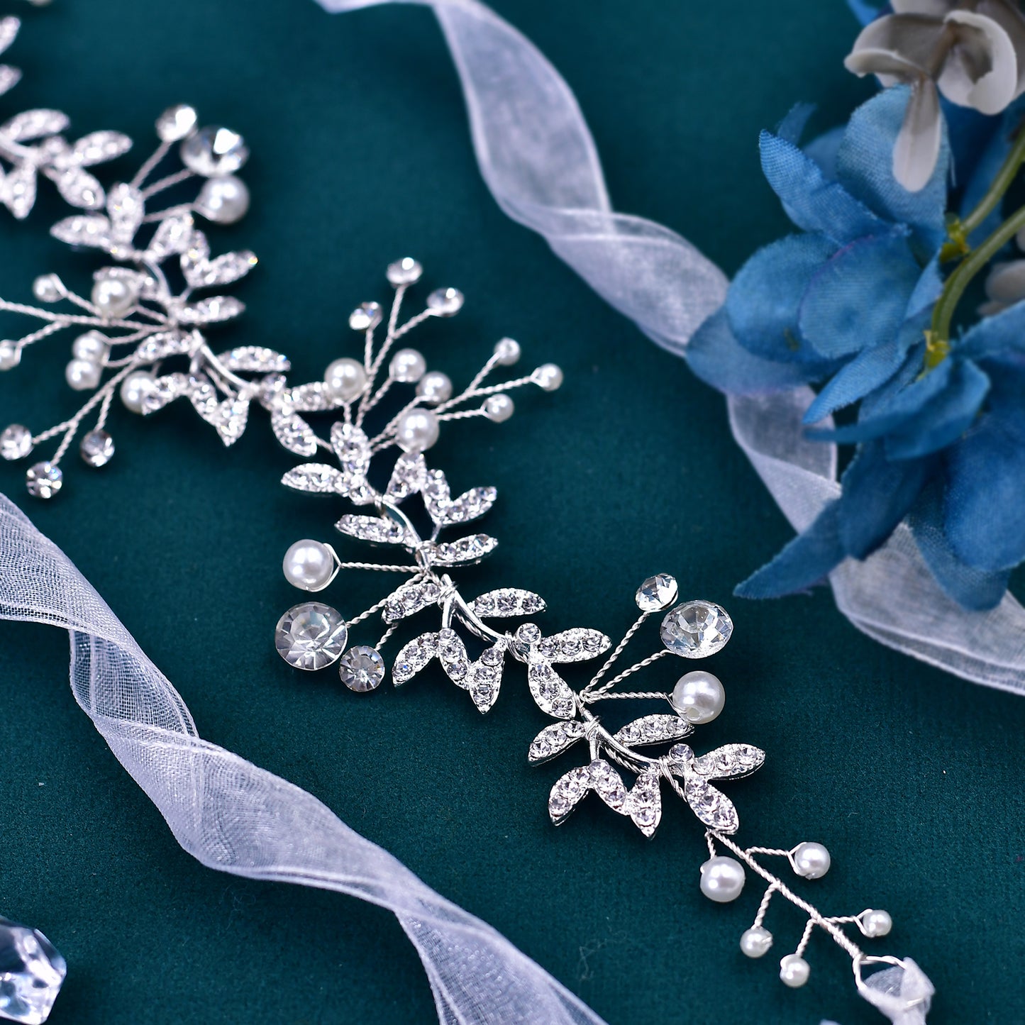 BRIDELLA BHP233  Wedding Rhinestone Headpieces Bride Hair Accessories Alloy Leaf Wedding Hair Vines Headband Wedding Hair Pieces