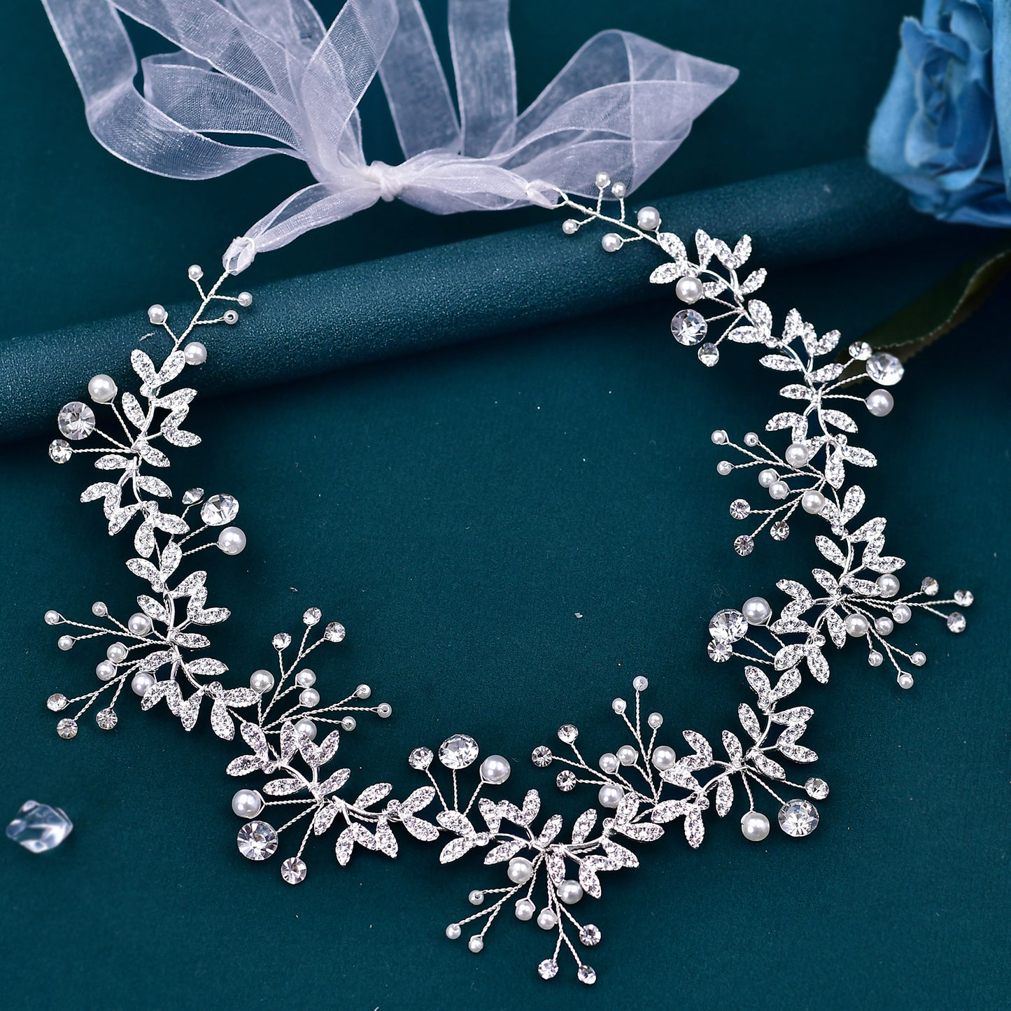 BRIDELLA BHP233  Wedding Rhinestone Headpieces Bride Hair Accessories Alloy Leaf Wedding Hair Vines Headband Wedding Hair Pieces