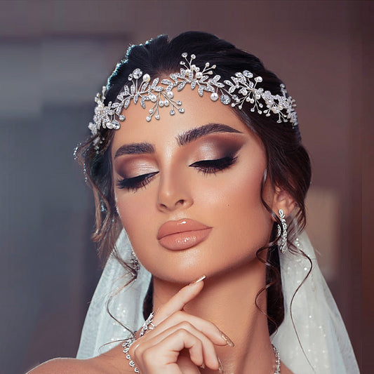 BRIDELLA BHP233  Wedding Rhinestone Headpieces Bride Hair Accessories Alloy Leaf Wedding Hair Vines Headband Wedding Hair Pieces
