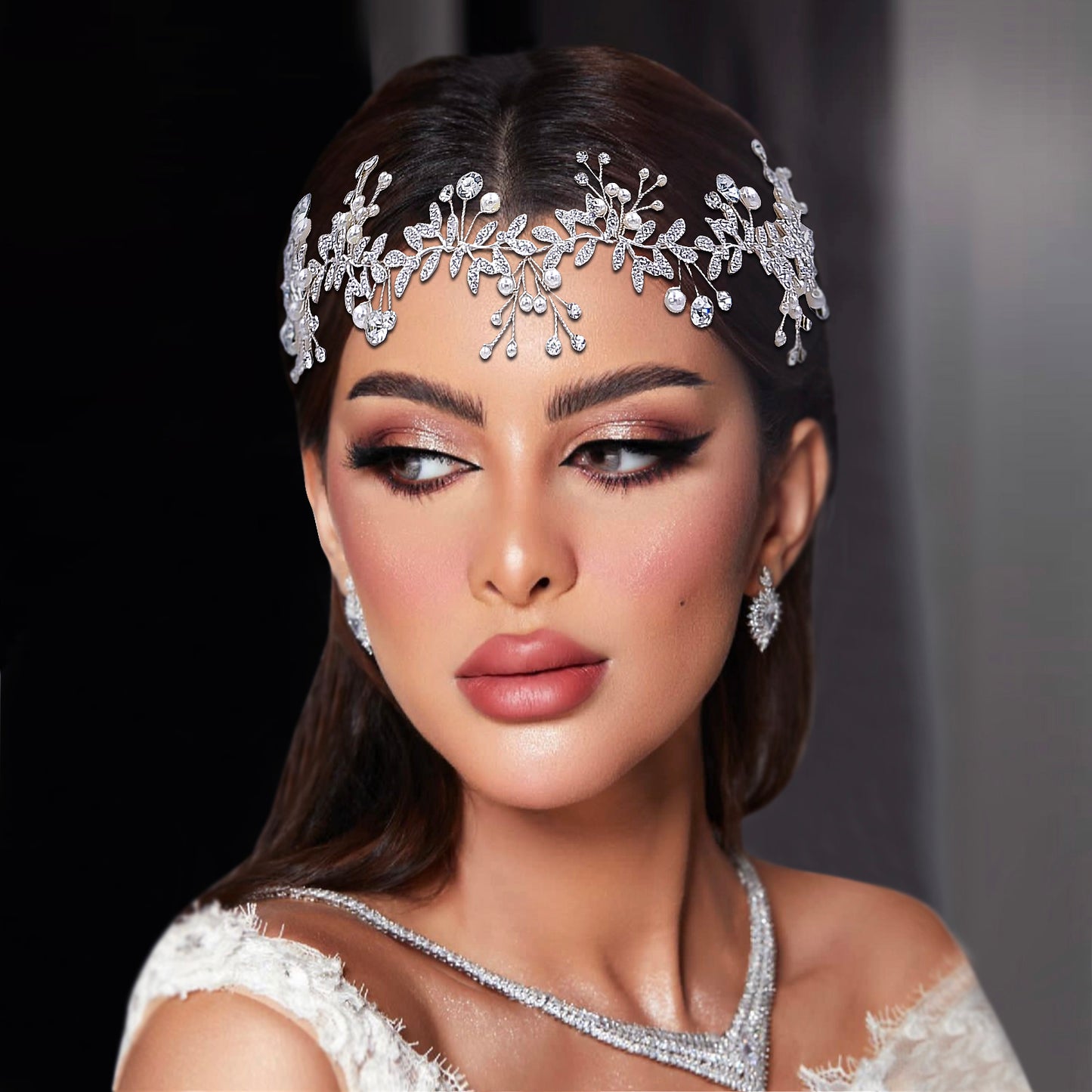 BRIDELLA BHP233  Wedding Rhinestone Headpieces Bride Hair Accessories Alloy Leaf Wedding Hair Vines Headband Wedding Hair Pieces