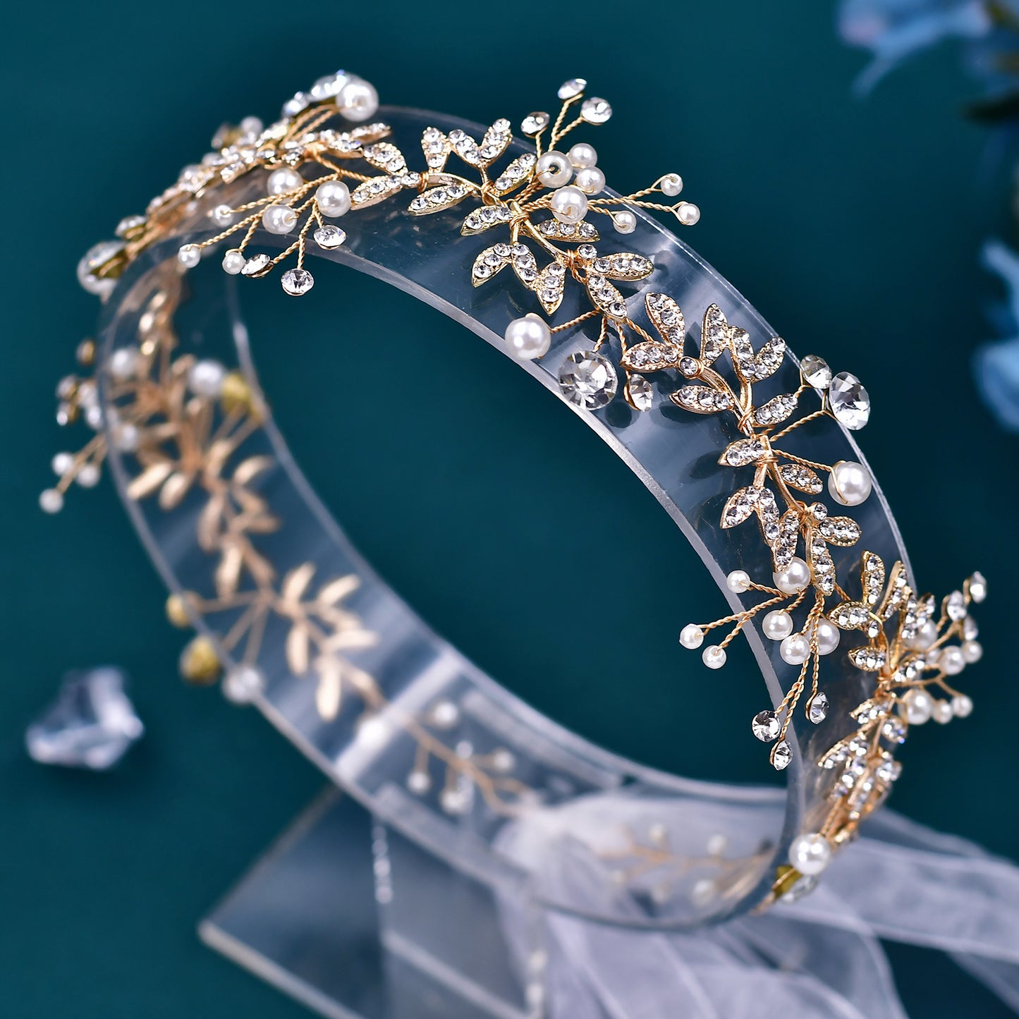 BRIDELLA BHP233  Wedding Rhinestone Headpieces Bride Hair Accessories Alloy Leaf Wedding Hair Vines Headband Wedding Hair Pieces